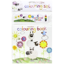 Marzipan Kids Fun Colouring Book & Coloured Pencils Colouring Set Party Bag Fill