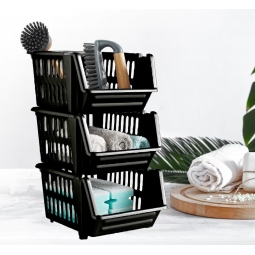 Small Stacking Baskets Black