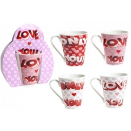Valentines Love Mug Stoneware Drinking Mug With Hear Shaped Card Wrap Gift
