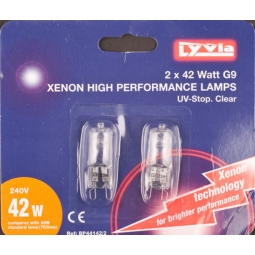 42W G9, Xenon Capsule Bulbs Lamps, 240v, Pack 2 Lyvia, UV-Stop Clear, Lighting
