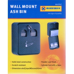 Wall Mounted Lockable Outdoor Ashtray Metal Coated Cigarette Ash Bin with Lock