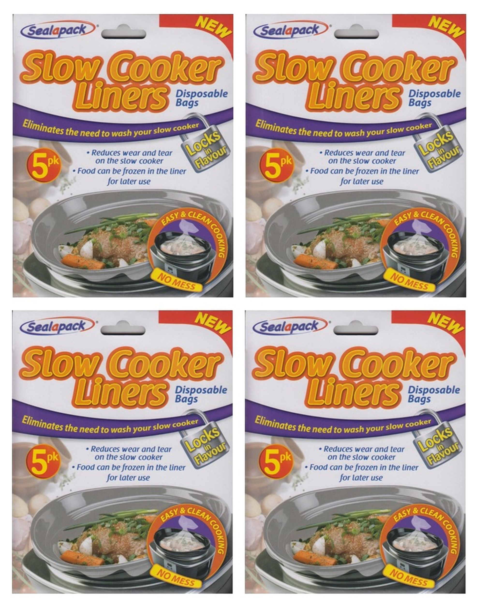 20 Sealapack Slow Cooker Liners Cooking Bags 4 x 5 Pack For Round