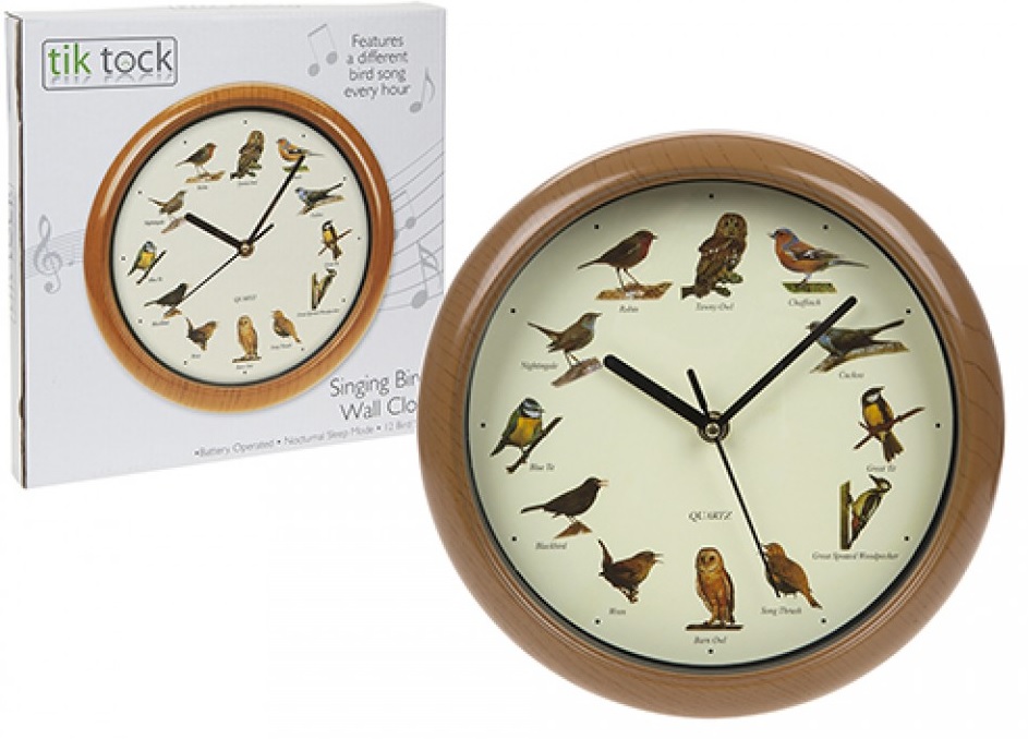 Decorative Singing Bird Wall Clock 12 Hourly Chirpy Bird Songs & Sleep