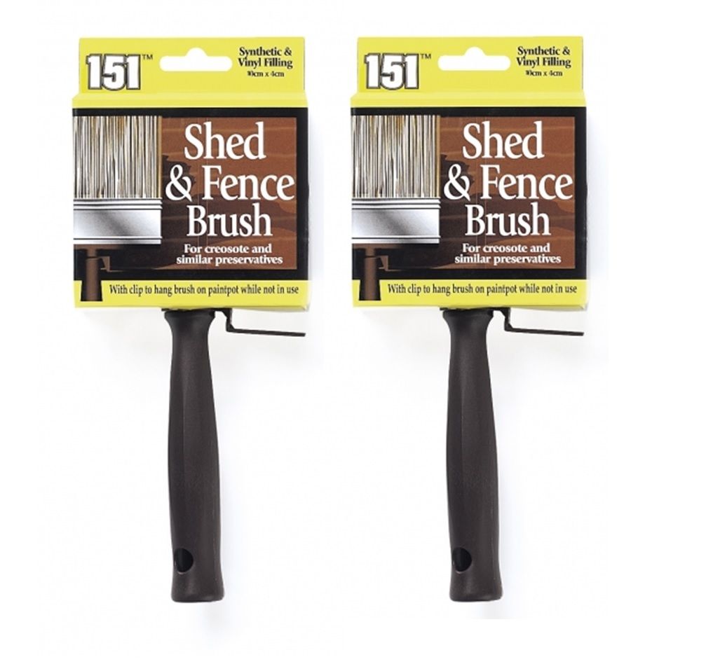 2 X Shed Fence Paint Brush 10cm X 4cm Synthetic Vinyl Filling   G13 019 2pk 