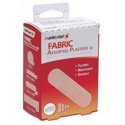 Masterplast Box Of 50 Assorted Size Fabric Plasters Flexible Breathable Medical