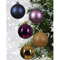 30 Baubles Purple Blue Gold