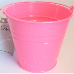 Pink Pastel Small Metal Bucket Flower Plant Pot Sweet Tin Wedding 11.5cm