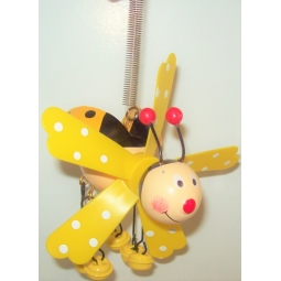 Hanging Ladybird On Spring Garden Windmill Decoration Jingle Feet - Yellow