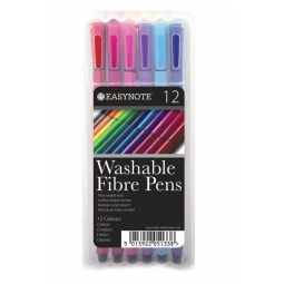 12 Full Size Quality Easynote Washable Fibre Pens Assorted Colours