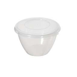 Whitefurze 0.6L Litre Round Microwave Plastic Pudding Storage Bowl With Lid