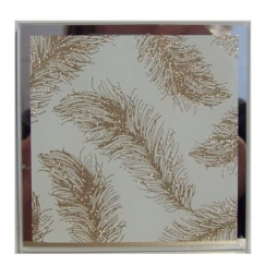 Luxury Square Gold Glitter Feather Candle Mirror Plate 10cm x 10cm