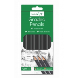 Pack Of 12 Artist Graded Shading Pencils 6B-6H Sharpened & Break Resistant