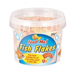 Feed Me Fish Food Flakes For All Cold Water Pond & Tank Fish 50g Per Tub