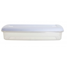 Whitefurze Oblong Plastic Food Tub Bacon Storage Box With Lid 1L 29cm x 12cm