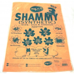 3 Jumbo Synthetic Shammy Drying Cloths Super Absorbent 35 x 50cm Multi Car Pet