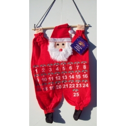 Christmas Fabric Advent Calender Countdown To Xmas 25 Pocket - Cute Santa