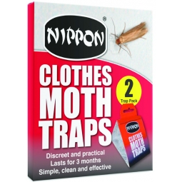2 x Nippon Clothes Moth Traps 3 Month Treatment Easy To Use Draws Wardrobe Hang