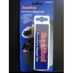 SupaTool - Puncture Repair Kit 9 Patches Rubber Glue Crayon Abrasive Card