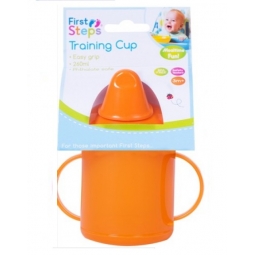 Orange Toddler Baby Training Sippy Juice Cup 260ml Easy Grip Double Handles