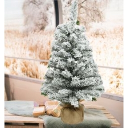 45cm Small Snowy Table Christmas Tree Natural Jute Bag Compact Artificial Tree
