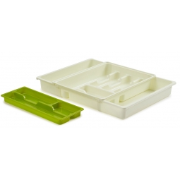 Adjustable Expanding Drawer Organiser Cutlery Tray With Sliding Top Cream & Lime