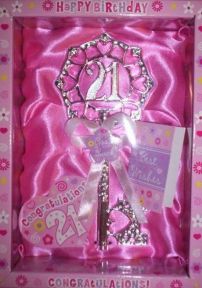 Happy Birthday 21st Birthday Good Luck Keepsake Key Charm - Girl