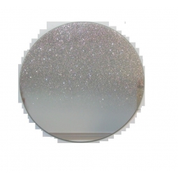 Decoris Large Luxury 20cm Silver Merging Glitter Glass Mirror Candle Plates - Round