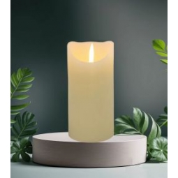 Flickering LED Battery Candle Flameless Realistic Cream Pillar Candle 23cm