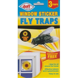 Doff 3 Pack Window sticker fly Traps - Attractive Flower Design - Fly killer