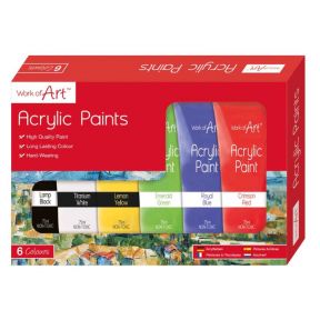 Artists Acrylic Paint Gift Set Pack Of 6 Assorted Coloured Acrylic Paints 75ml